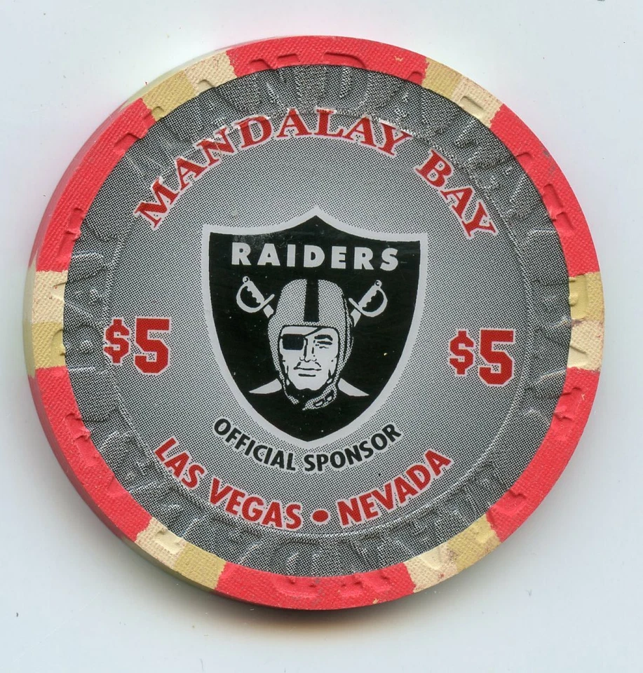 $5 Mandalay Bay LAS VEGAS RAIDERS EQUIPO NFL Las Vegas Casino Chip Foto 1 de 1