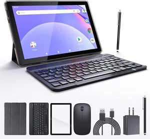 Android Tablet 10 Inch Tablets, 2 in 1 With Keyboard Include Mouse... - Picture 1 of 7