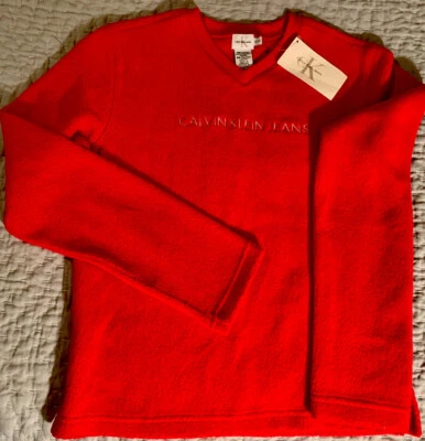 Suéter Calvin Klein Jeans De Colección Años 90 Rojo Cuello en V Nuevo con Etiquetas Talla Pequeña Pequeño ¡Regalo Perfecto! Foto 1 de 4