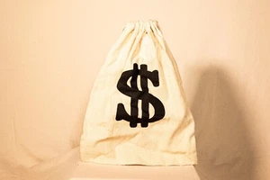 Vintage Prop Bank Cloth Canvas Money Bag Old Antique  - Picture 1 of 1