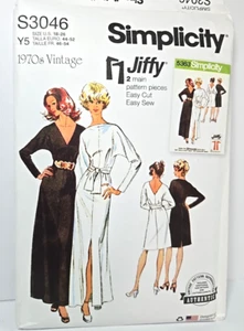 Simplicity S3046 Jiffy Strickkleid Muster 70er Vintage Misses Gr. 18 -26 UNCUT - Bild 1 von 5