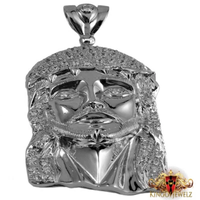 Dije colgante Jesús simulado diamante acabado tono oro blanco rey 14k Bling para hombre  Foto 1 de 4