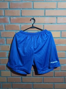 Umbro Vintage Football Soccer Shorts 90s Blue Monogram Polyester Mens Size L - Picture 1 of 7