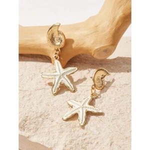 NUEVO Pendientes colgantes de estrellas de mar Seashell moda ropa de resort resort vacaciones - Imagen 1 de 8