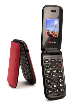 TTfone TT140 Camera Bluetooth Cheapest Flip Mobile Phone Red - EE Pay as you go