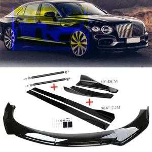 Front Bumper Lip Spoiler Splitter Body Kit+Side Skirt For Bentley Flying Spur - Picture 1 of 17