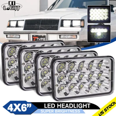 4 шт светодиодных фар 150 Вт для Buick Regal Grand National 1982-1987 4x6 дюймов Hi/Lo DOT - Изображение 1 из 4