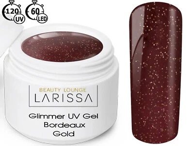 BEAUTY LOUNGE LARISSA Nagelstudio Farbgel Glimmer LED UV Gel 5 ml in Bordeaux Gold für Nailart Design