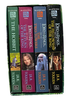 Vintage J.R.R. Tolkien Box Set 4 Books The Hobbit and Lord Of The Rings Del Rey - Image 1 of 4