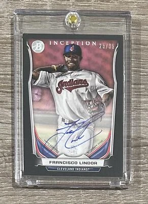 2014 Bowman Inception #IBA-FL Francisco Lindor AUTO #/35 - Image 1 of 2