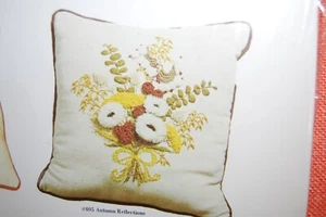 The Creative Circle Flowers of Autumn AUTUMN REFLECTIONS Pillow Embroidery Kit - Picture 1 of 4