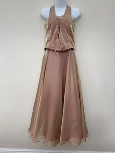 Dynasty London Size 14 Gold Long Evening Dress with Scarf Prom Wedding Ball - Picture 1 of 18