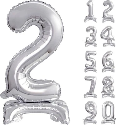 Palloncino gonfiabile Numeri Colore Argento da tavolo con appoggio. alti 74 Cm - Immagine 1 di 3