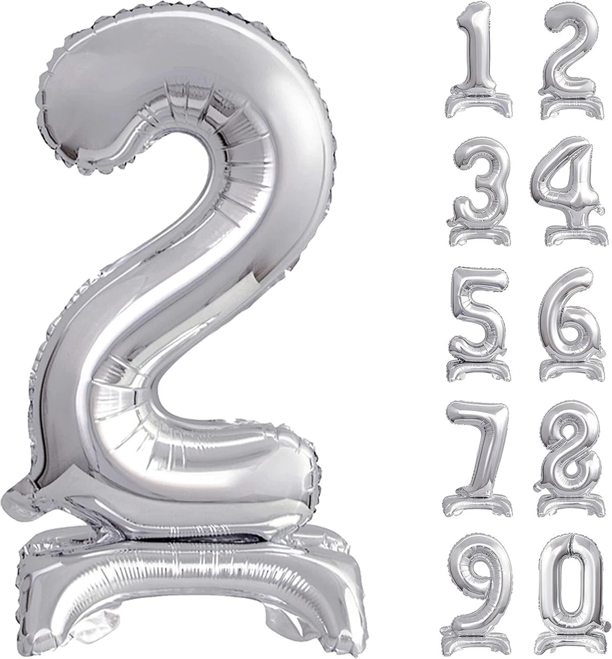 Palloncino gonfiabile Numeri Colore Argento da tavolo con appoggio. alti 74 Cm - Immagine 1 di 3