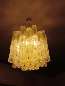 VENINI ORIGINAL CHANDELIER 1960 COMPLETE TONI ZUCCHERI GLASSES DESIGNER - Picture 1 of 2