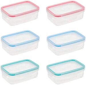Set of 6 Food Lunch Storage Clip Lock Container 450ml Steam Vent Lids Leakproof