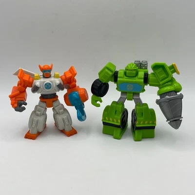 Lot 2 Playskool Heroes Transformers Orange/Green Rescue Bots Toys Combi P&P #18 - Image 1 of 3