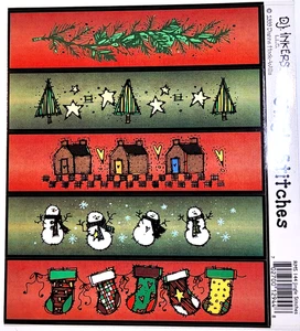 Jingle Stitches 1999 Christmas Glossy Stickers DJ Inkers 5 ea 4" x 1" ea - Picture 1 of 2
