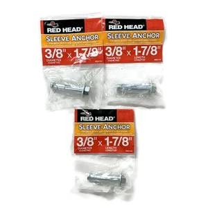 RED HEAD 50114 3/8-in x 1-7/8-in Steel Hex Head Concrete Sleeve Anchor Set of 3 - Picture 1 of 3