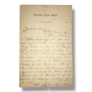 c.1880s Stephens Opera House Fulton NY Letter Theater Business Correspondence - Picture 1 of 2