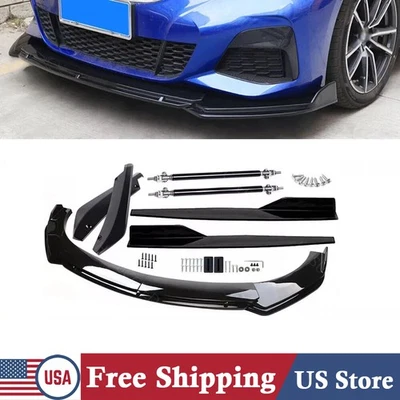 Fits BMW Front Rear Bumper Lip Spoiler Splitter Body Kit Side Skirt Glossy Black - Imagem 1 de 4