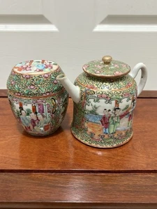 antique Chinese Rose Medallion Lidded teapot and Tea container. - Picture 1 of 14
