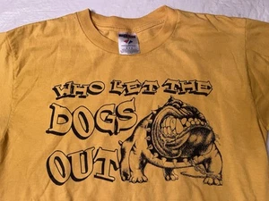 vtg y2k Who Let The Dogs Out Geaux Saints Go New Orleans yellow shirt men Medium - Picture 1 of 8