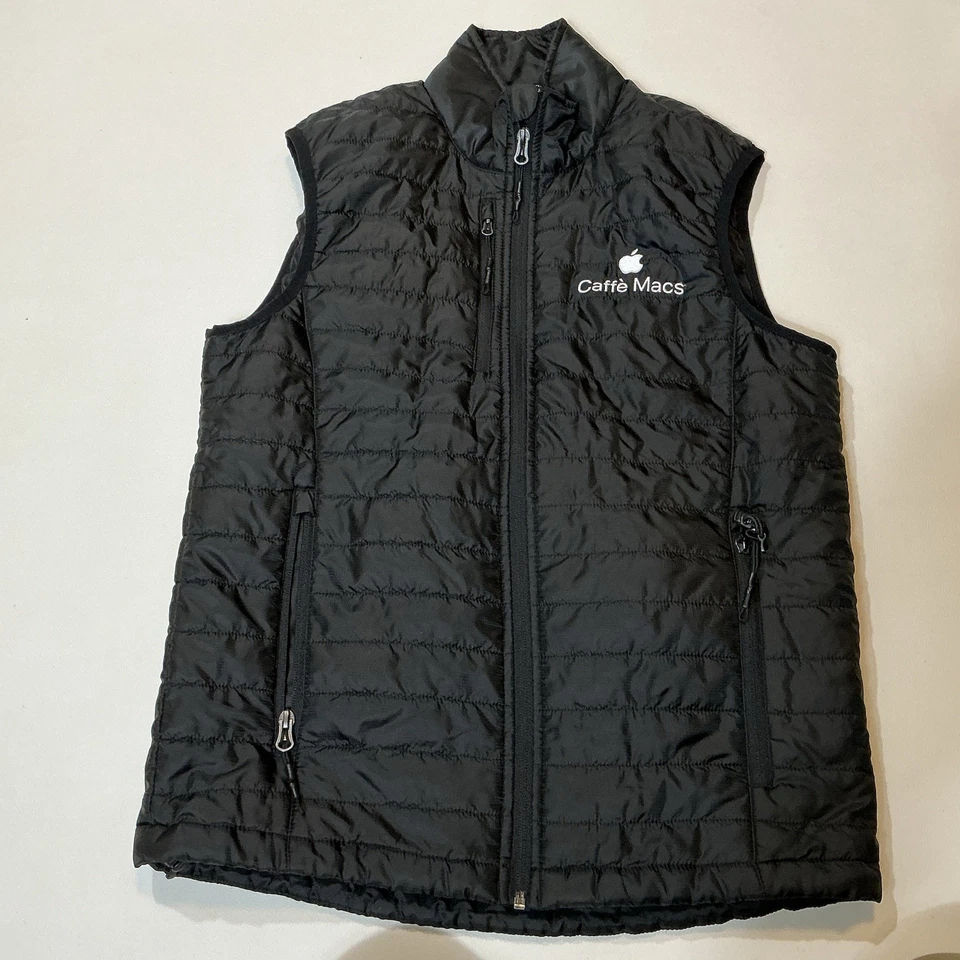 Apple Computer Employee Caffe Macs Logo Puffer Vest Black Sz S - Image 1 of 4