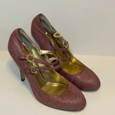 Y2K Vintage Halé Bob Pink Paisley Mary Jane Heels – Size 9.5 - Image 1 of 4