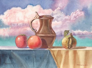 original painting 30 x 40 cm 51KOl artwork watercolor modern still life - Picture 1 of 3