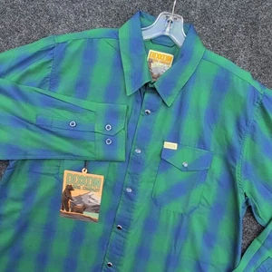 Camisa Dixxon Para Hombres Extra Grande Tahoe Azul Verde Cuadros Perla Snap Franela Occidental - Imagen 1 de 15