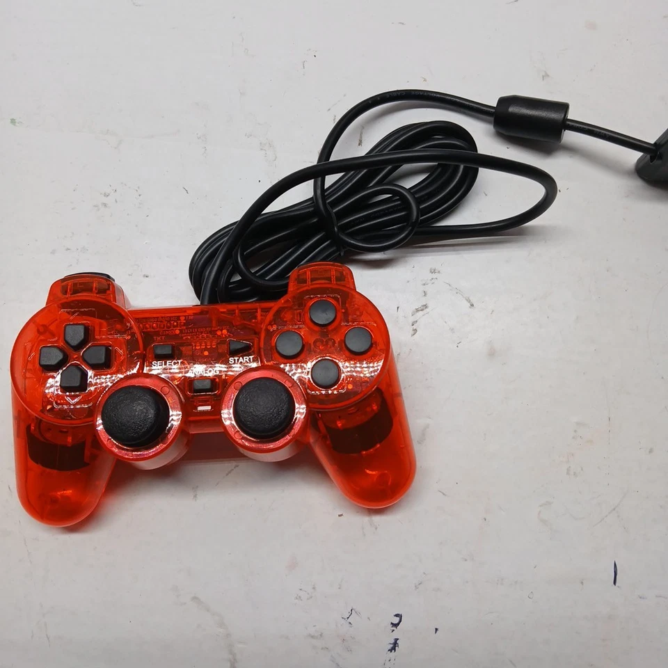 Wired 5.5ft Dual Vibration Controller Gamepad for PS2 & PS1 Transparent Red - Image 1 of 4