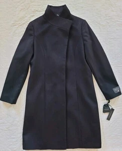 KATHERINE KELLY 100% Cashmere Black Coat w/ Luxury Hidden Buttons Size 12 NWT - Picture 1 of 9