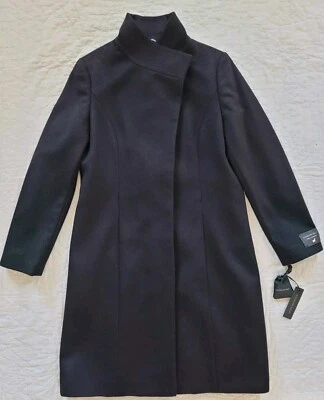 KATHERINE KELLY  100% Cashmere Black Coat w/ Luxury Hidden Buttons Size 12  NWT - Image 1 of 4
