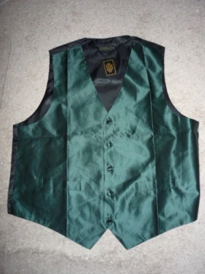 DIBANGU WEDDING GROOMSMAN Vest--NWT--SZ 2XL--FOREST GREEN-5 BUTTON-BLACK BACK - Image 1 of 2