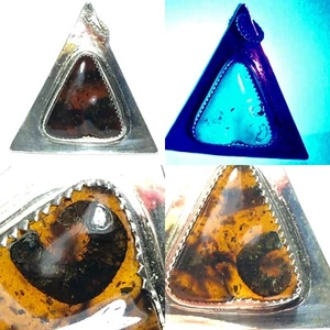 25 Ct Tw Untreated Fluorescent Burmese Amber Millepede Bug Inclusion 925 Pendant - Picture 1 of 11