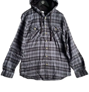 Camisa de franela con capucha Open Trails para hombre talla grande camisa a cuadros azul/gris negro - Imagen 1 de 8