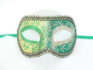 GREEN GOLD VENETIAN MASQUERADE MASK CARNIVAL MARDI GRAS PARTY MASKS - Picture 1 of 1