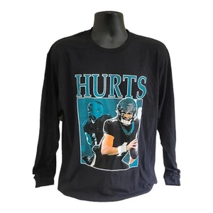 Camisa L XL 2XL Unisex Negra Manga Larga Philadelphia Eagles 1 Jalen Hurts NFL - Imagen 1 de 7