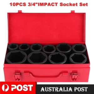 10PCS 3/4" DRIVE DEEP IMPACT Socket Set 22-50mm HGV Long Reach Impact Socket AU - Picture 1 of 9