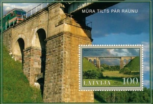Souvenir sheet of LATVIA 2006 - Mura railway bridge over the River Rauna MNH - Picture 1 of 1
