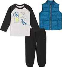 Calvin Klein Infant Niños Chaleco Amortiguador Azul 3 piezas Juego de Pantalones Talla 12M 18M 24M