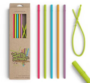 Long Silicone Straws With Stoppers for Tumblers - Slender Silicon Rubber Reus... - Picture 1 of 6