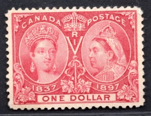 CANADA 1897 QUEEN JUBILEE $1.00 SCOTT #61 MINT LIGHTLY HINGED FRESH COLOR - Picture 1 of 2
