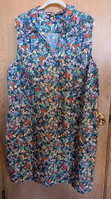 Lands' End Cotton Poplin Splitneck Floral Dress Casual Boho CottageCore Sz 3X - Image 1 of 4