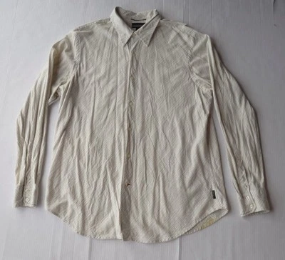 Camisa Guess Para Hombre Manga Larga Blanca/Gris Rayas Botón Frontal 100% Algodón Talla 2XL Foto 1 de 4