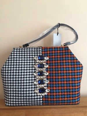 Brand New!! River Island Orange Woven Embroidered Checkered Bag! #Last Piece! - Image 1 of 4