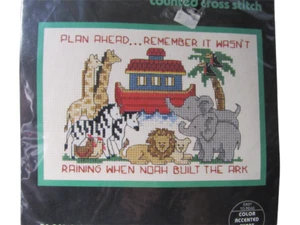 VTG Dimensions Cross Stitch Kit Plan Ahead Remember It Wasn't Raining When Noah - Picture 1 of 3