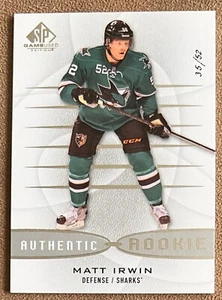Matt Irwin 2013-14 Upper Deck SP Game Used Rookie #130 /52 San Jose Sharks SP RC - Picture 1 of 2