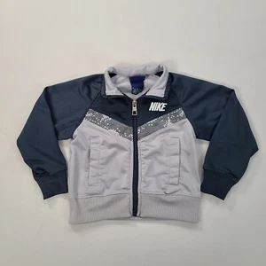 Nike Sweater Boys Toddler Size 2T Gray Blue Logo Full Zip Casual Youth Kids - Picture 1 of 10
